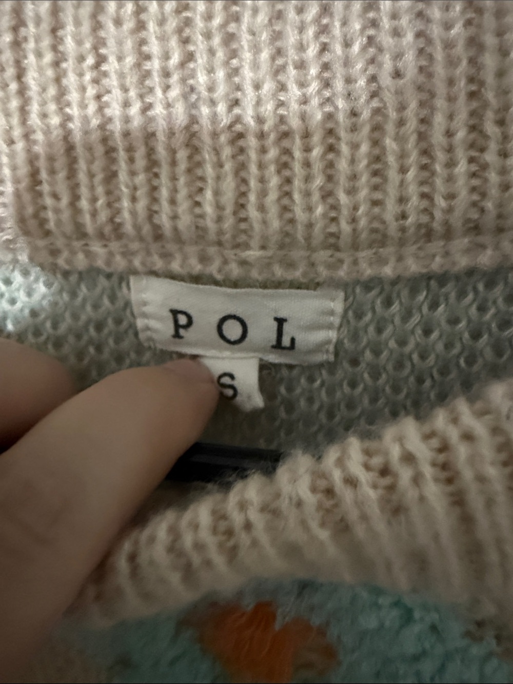 POL Cream Crewneck Sweater with Blue Floral Appliqués - Picture 2 of 2